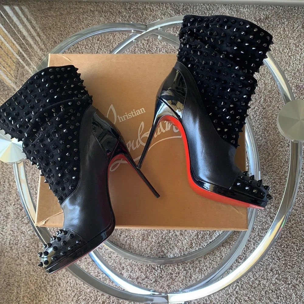 100% Authentic Black Studded Louboutin Ankle Boots - Picture 4 of 7